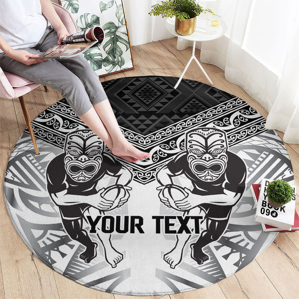 Custom Rugby New Zealand Black Fern Round Carpet Niho Taniwha Inspired