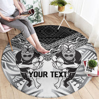 Custom Rugby New Zealand Black Fern Round Carpet Niho Taniwha Inspired
