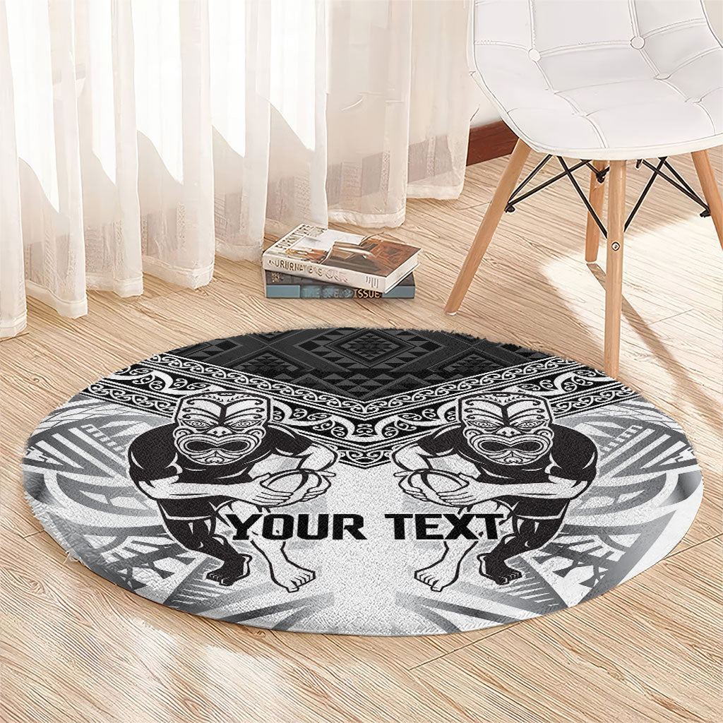 Custom Rugby New Zealand Black Fern Round Carpet Niho Taniwha Inspired
