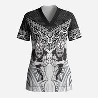 Custom Rugby New Zealand Black Fern Scrub Top Niho Taniwha Inspired