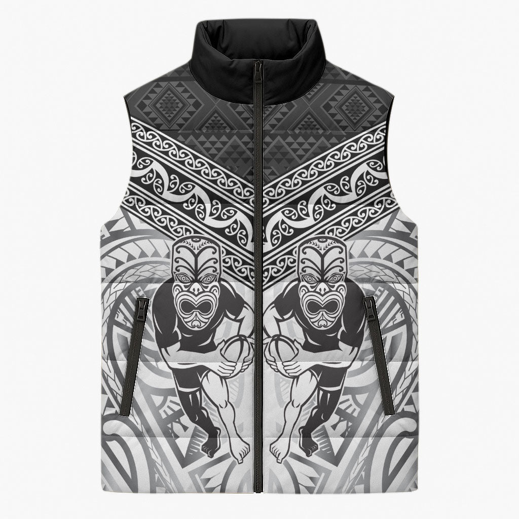 Custom Rugby New Zealand Black Fern Sleeveless Puffer Jacket Niho Taniwha Inspired
