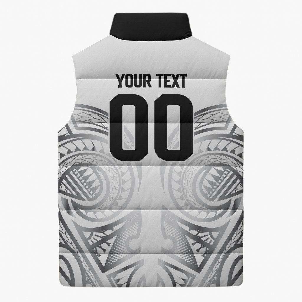 Custom Rugby New Zealand Black Fern Sleeveless Puffer Jacket Niho Taniwha Inspired