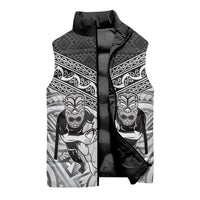 Custom Rugby New Zealand Black Fern Sleeveless Puffer Jacket Niho Taniwha Inspired