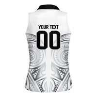 Custom Rugby New Zealand Black Fern Women Sleeveless Polo Shirt Niho Taniwha Inspired