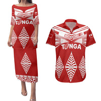 Tonga Rugby Couples Matching Puletasi Dress and Hawaiian Shirt Proud Tongan Ngatu Kupesi World Cup 2023 No1 LT9 White - Polynesian Pride