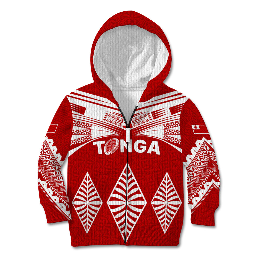 Tonga Rugby Kid Hoodie Proud Tongan Ngatu Kupesi World Cup 2023 No1 LT9 Zip Hoodie White - Polynesian Pride