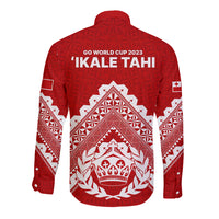 Tonga Rugby Long Sleeve Button Shirt Proud Tongan Ngatu Kupesi World Cup 2023 No1 LT9 - Polynesian Pride