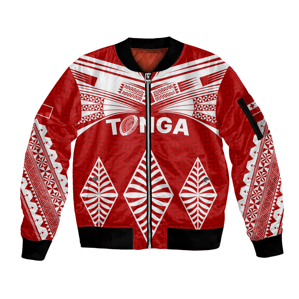 Tonga Rugby Sleeve Zip Bomber Jacket Proud Tongan Ngatu Kupesi World Cup 2023 No1 LT9 Unisex White - Polynesian Pride