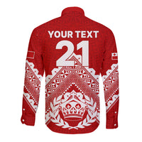 Custom Tonga Rugby Long Sleeve Button Shirt Proud Tongan Ngatu Kupesi World Cup 2023 No1 LT9 - Polynesian Pride