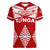 Custom Tonga Rugby Women V Neck T Shirt Proud Tongan Ngatu Kupesi World Cup 2023 No1 LT9 Female White - Polynesian Pride