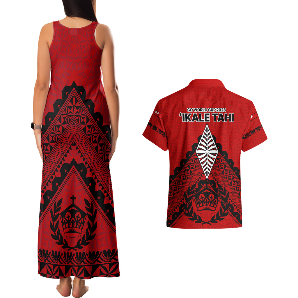 Tonga Rugby Couples Matching Tank Maxi Dress And Hawaiian Shirt Proud Tongan Ngatu Kupesi World Cup 2023 No2 LT9 - Polynesian Pride