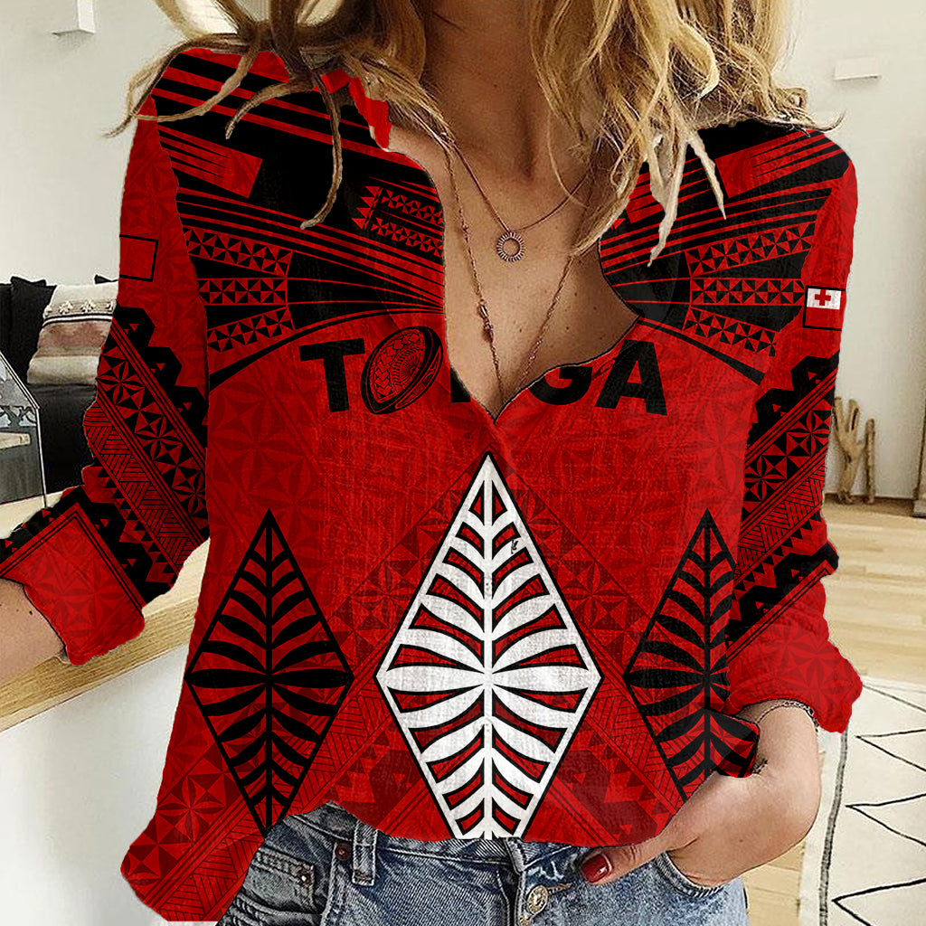 Tonga Rugby Women Casual Shirt Proud Tongan Ngatu Kupesi World Cup 2023 No2 LT9 Female Black - Polynesian Pride