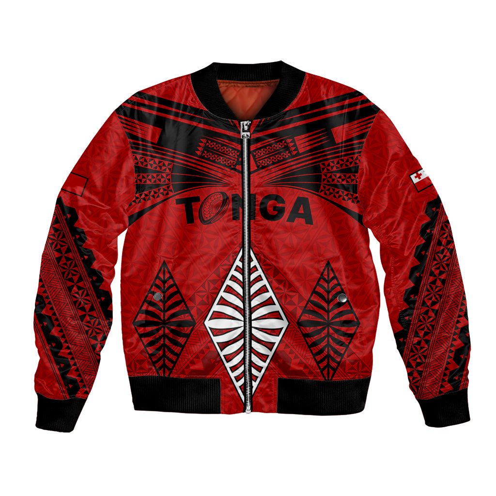 Custom Tonga Rugby Bomber Jacket Proud Tongan Ngatu Kupesi World Cup 2023 No2 LT9 Unisex Black - Polynesian Pride