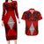 Custom Tonga Rugby Couples Matching Long Sleeve Bodycon Dress and Hawaiian Shirt Proud Tongan Ngatu Kupesi World Cup 2023 No2 LT9 Black - Polynesian Pride