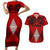 Custom Tonga Rugby Couples Matching Short Sleeve Bodycon Dress and Hawaiian Shirt Proud Tongan Ngatu Kupesi World Cup 2023 No2 LT9 Black - Polynesian Pride