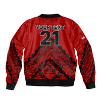 Custom Tonga Rugby Sleeve Zip Bomber Jacket Proud Tongan Ngatu Kupesi World Cup 2023 No2 LT9 - Polynesian Pride