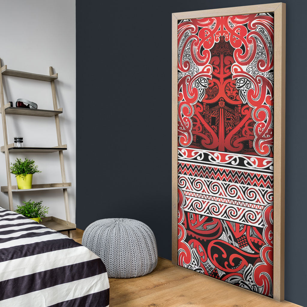 Aotearoa Iwi Ngapuhi Door Cover Maori Wharenui House Tribal Pattern LT9 - Polynesian Pride