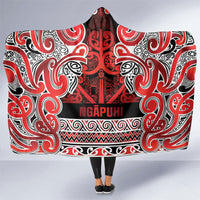 Aotearoa Iwi Ngapuhi Hooded Blanket Maori Wharenui House Tribal Pattern LT9 One Size Red - Polynesian Pride