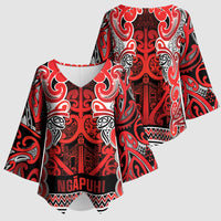 Aotearoa Iwi Ngapuhi Kimono Sleeve Blouse Maori Wharenui House Tribal Pattern LT9 - Polynesian Pride