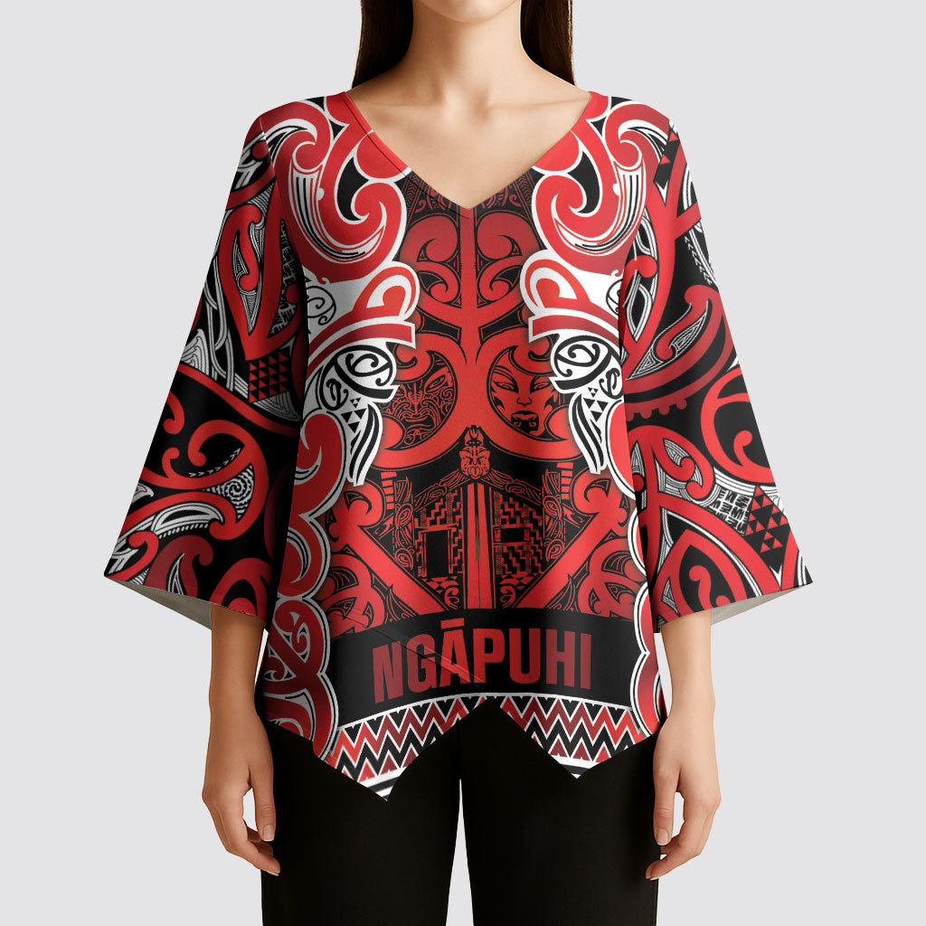 Aotearoa Iwi Ngapuhi Kimono Sleeve Blouse Maori Wharenui House Tribal Pattern LT9 - Polynesian Pride