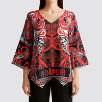 Aotearoa Iwi Ngapuhi Kimono Sleeve Blouse Maori Wharenui House Tribal Pattern LT9 - Polynesian Pride