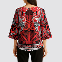 Aotearoa Iwi Ngapuhi Kimono Sleeve Blouse Maori Wharenui House Tribal Pattern LT9 - Polynesian Pride