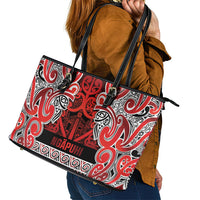 Aotearoa Iwi Ngapuhi Leather Tote Bag Maori Wharenui House Tribal Pattern LT9 - Polynesian Pride