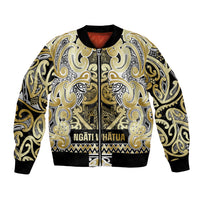 Aotearoa Iwi Ngati Whatua Bomber Jacket Maori Wharenui House Tribal Pattern LT9 Unisex Gold - Polynesian Pride