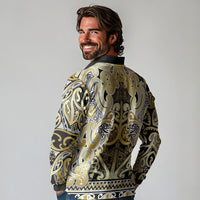 Aotearoa Iwi Ngati Whatua Long Sleeve Polo Shirt Maori Wharenui House Tribal Pattern LT9 - Polynesian Pride