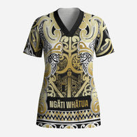Aotearoa Iwi Ngati Whatua Scrub Top Maori Wharenui House Tribal Pattern LT9 Adult Gold - Polynesian Pride