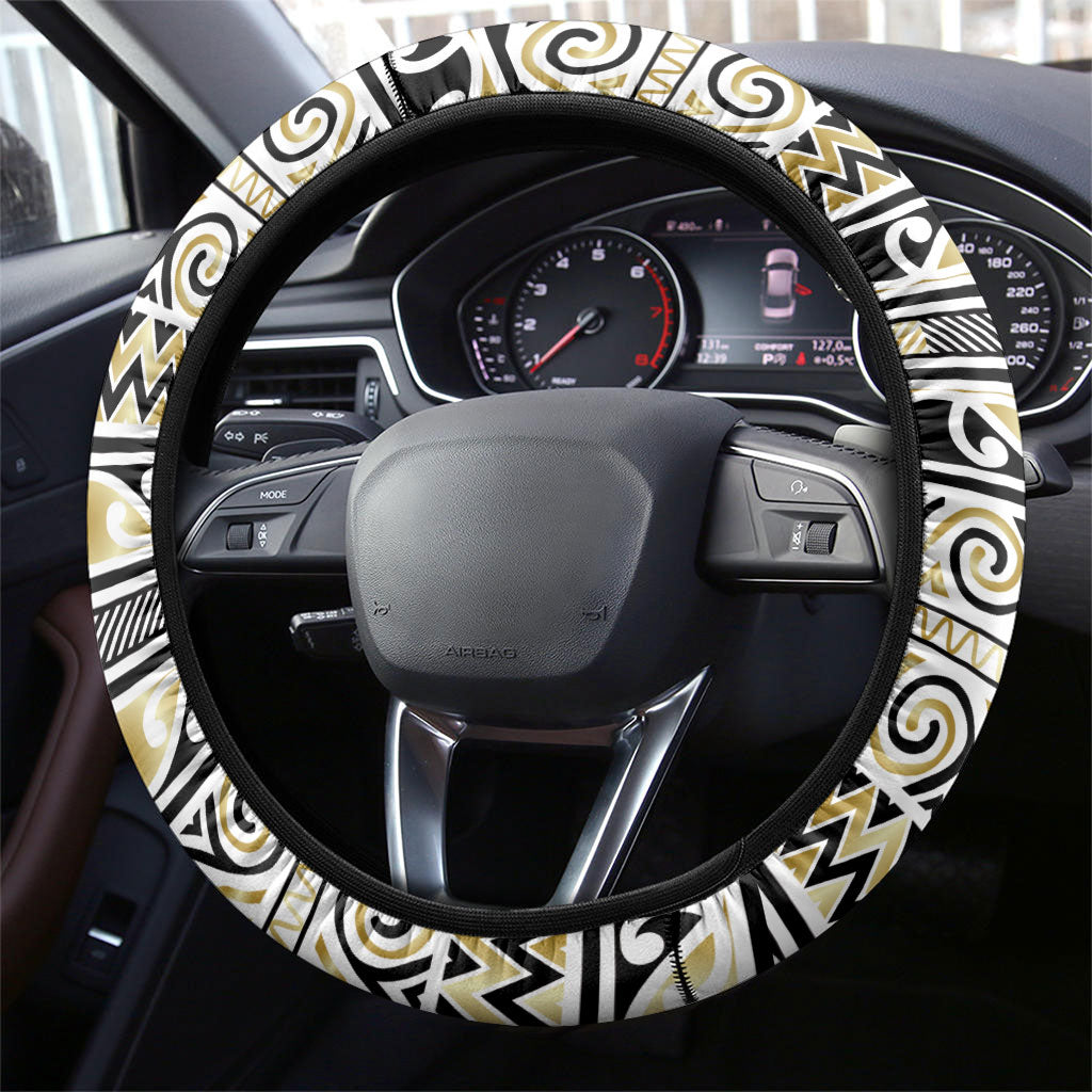Aotearoa Iwi Ngati Whatua Steering Wheel Cover Maori Wharenui House Tribal Pattern LT9 - Polynesian Pride