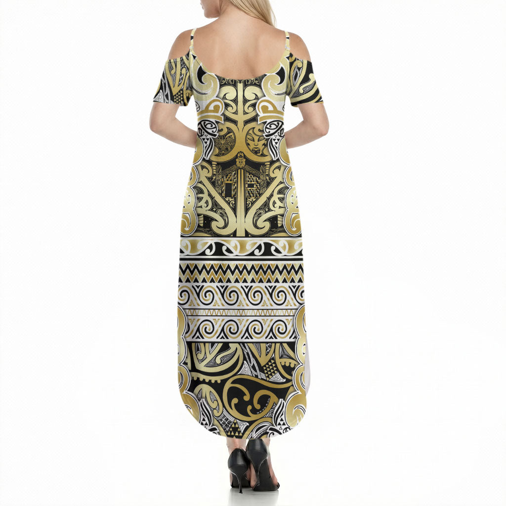 Aotearoa Iwi Ngati Whatua Summer Maxi Dress Maori Wharenui House Tribal Pattern LT9 - Polynesian Pride