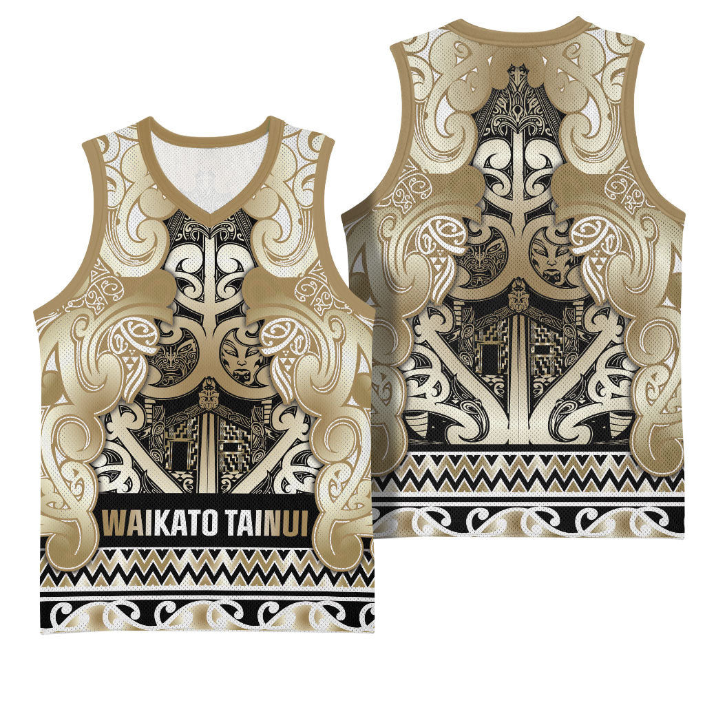 Aotearoa Iwi Waikato Tainui Basketball Jersey Maori Wharenui House Tribal Pattern LT9 - Polynesian Pride