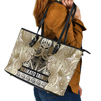 Aotearoa Iwi Waikato Tainui Leather Tote Bag Maori Wharenui House Tribal Pattern LT9 - Polynesian Pride