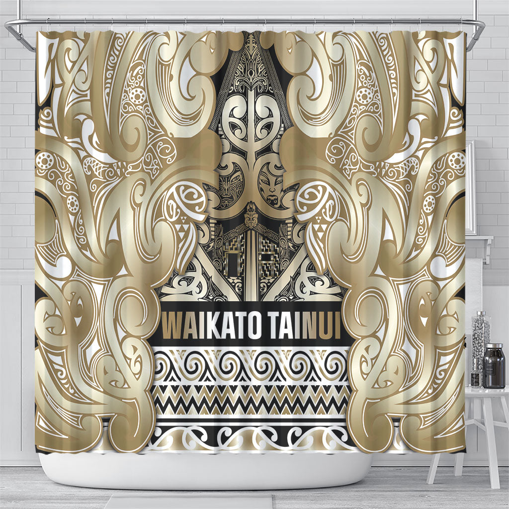 Aotearoa Iwi Waikato Tainui Shower Curtain Maori Wharenui House Tribal Pattern LT9 - Polynesian Pride