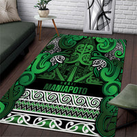 Aotearoa Iwi Ngati Maniapoto Area Rug Maori Wharenui House Tribal Pattern LT9 Dark green - Polynesian Pride