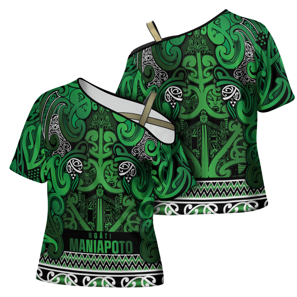Aotearoa Iwi Ngati Maniapoto Cross Shoulder Shirt Maori Wharenui House Tribal Pattern LT9 - Polynesian Pride