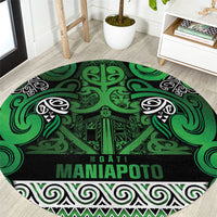 Aotearoa Iwi Ngati Maniapoto Round Carpet Maori Wharenui House Tribal Pattern LT9 Dark green - Polynesian Pride