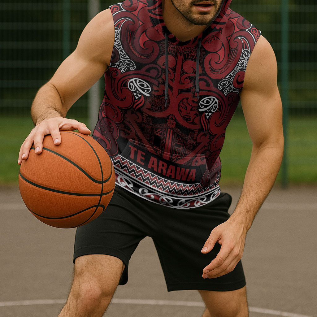 Aotearoa Iwi Te Arawa Sleeveless Hoodie Maori Wharenui House Tribal Pattern LT9 - Polynesian Pride