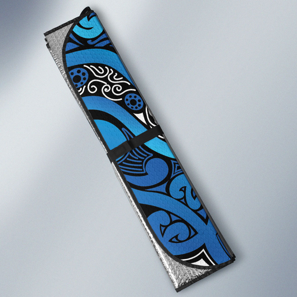 Aotearoa Iwi Ngati Porou Auto Sun Shade Maori Wharenui House Tribal Pattern LT9 - Polynesian Pride