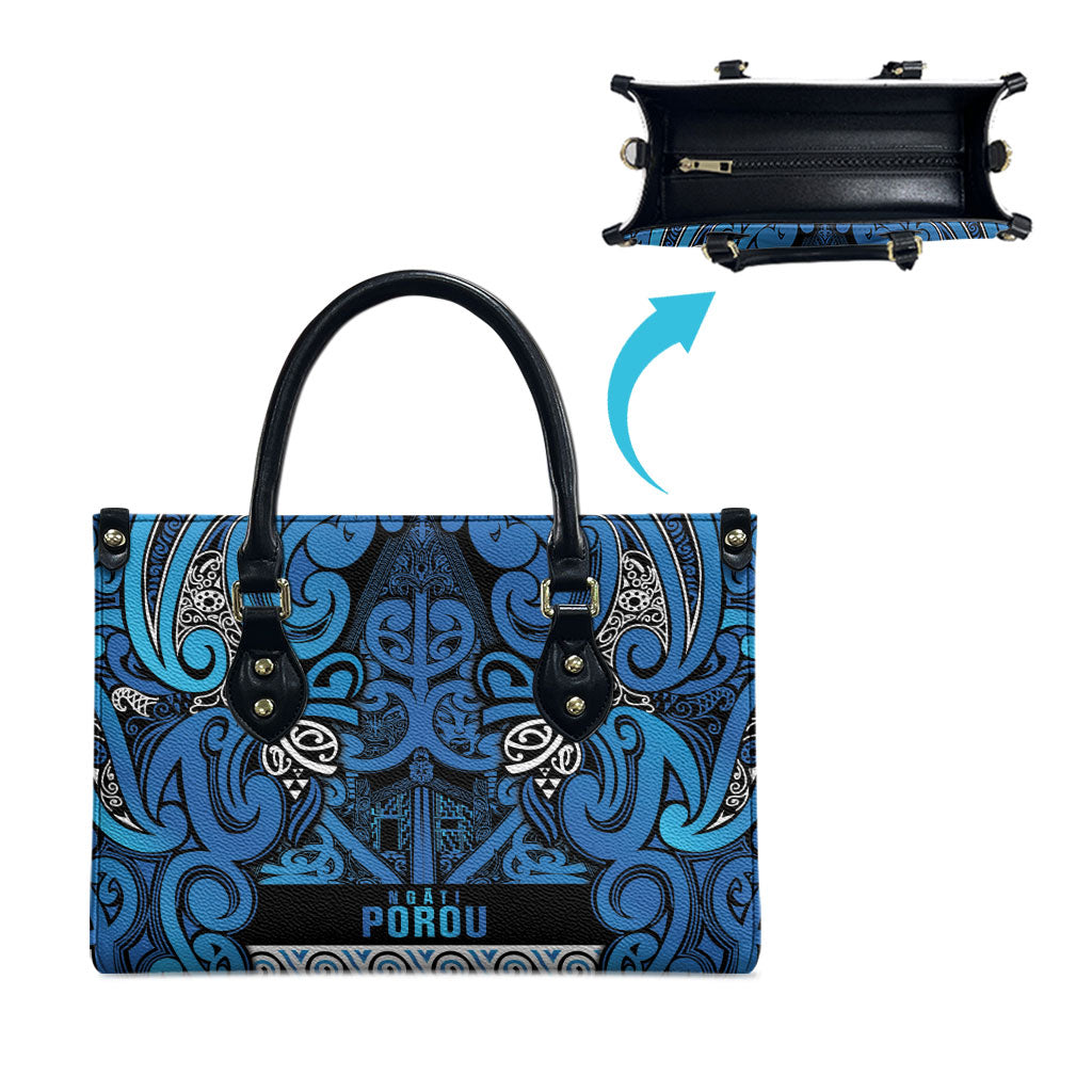 Aotearoa Iwi Ngati Porou Leather Bag Maori Wharenui House Tribal Pattern LT9 - Polynesian Pride
