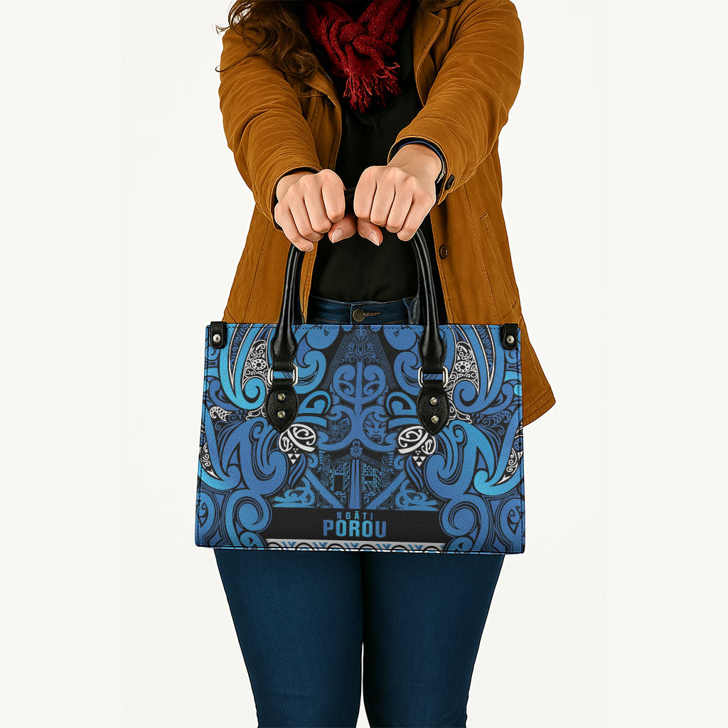 Aotearoa Iwi Ngati Porou Leather Bag Maori Wharenui House Tribal Pattern LT9 - Polynesian Pride