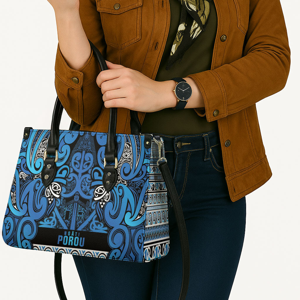 Aotearoa Iwi Ngati Porou Leather Bag Maori Wharenui House Tribal Pattern LT9 - Polynesian Pride
