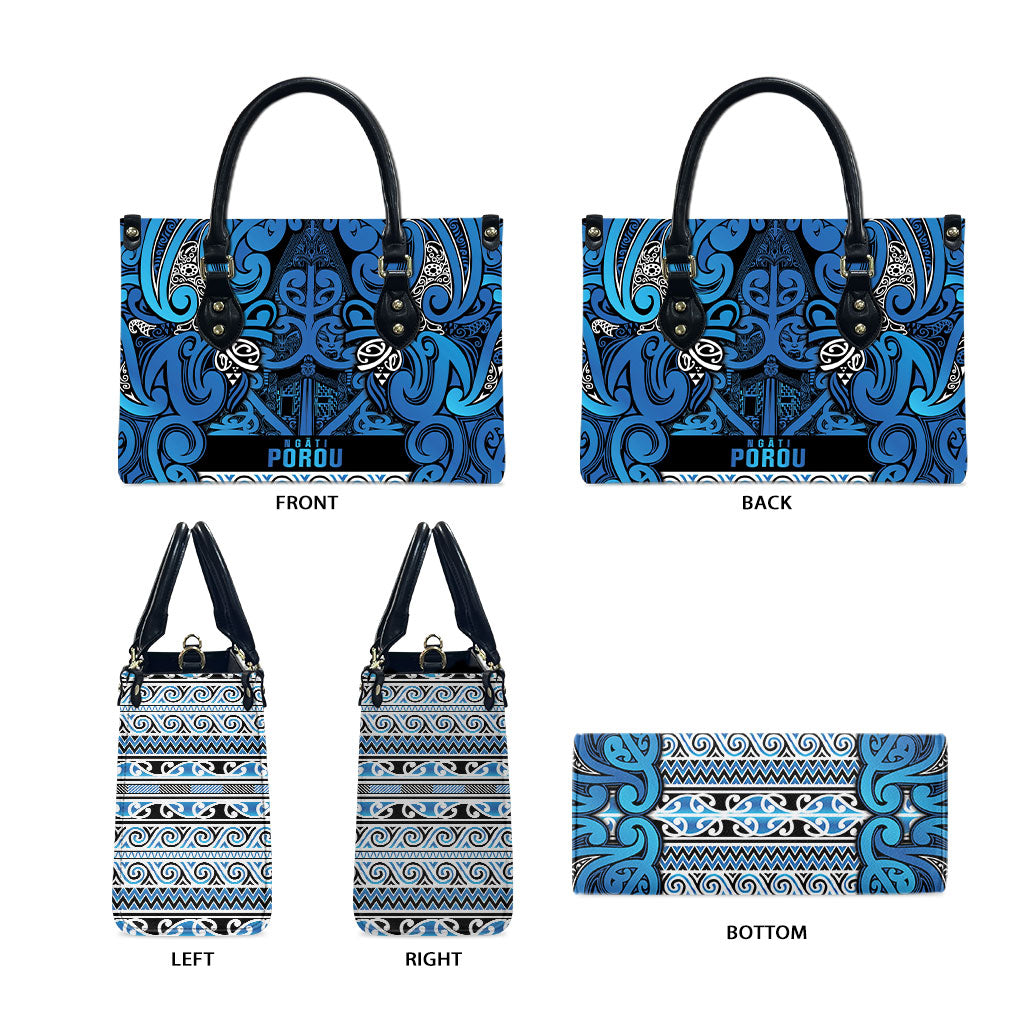 Aotearoa Iwi Ngati Porou Leather Bag Maori Wharenui House Tribal Pattern LT9 - Polynesian Pride