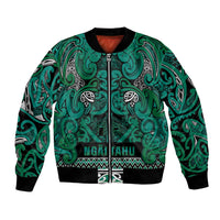 Aotearoa Iwi Ngai Tahu Bomber Jacket Maori Wharenui House Tribal Pattern LT9 Unisex Turquoise - Polynesian Pride