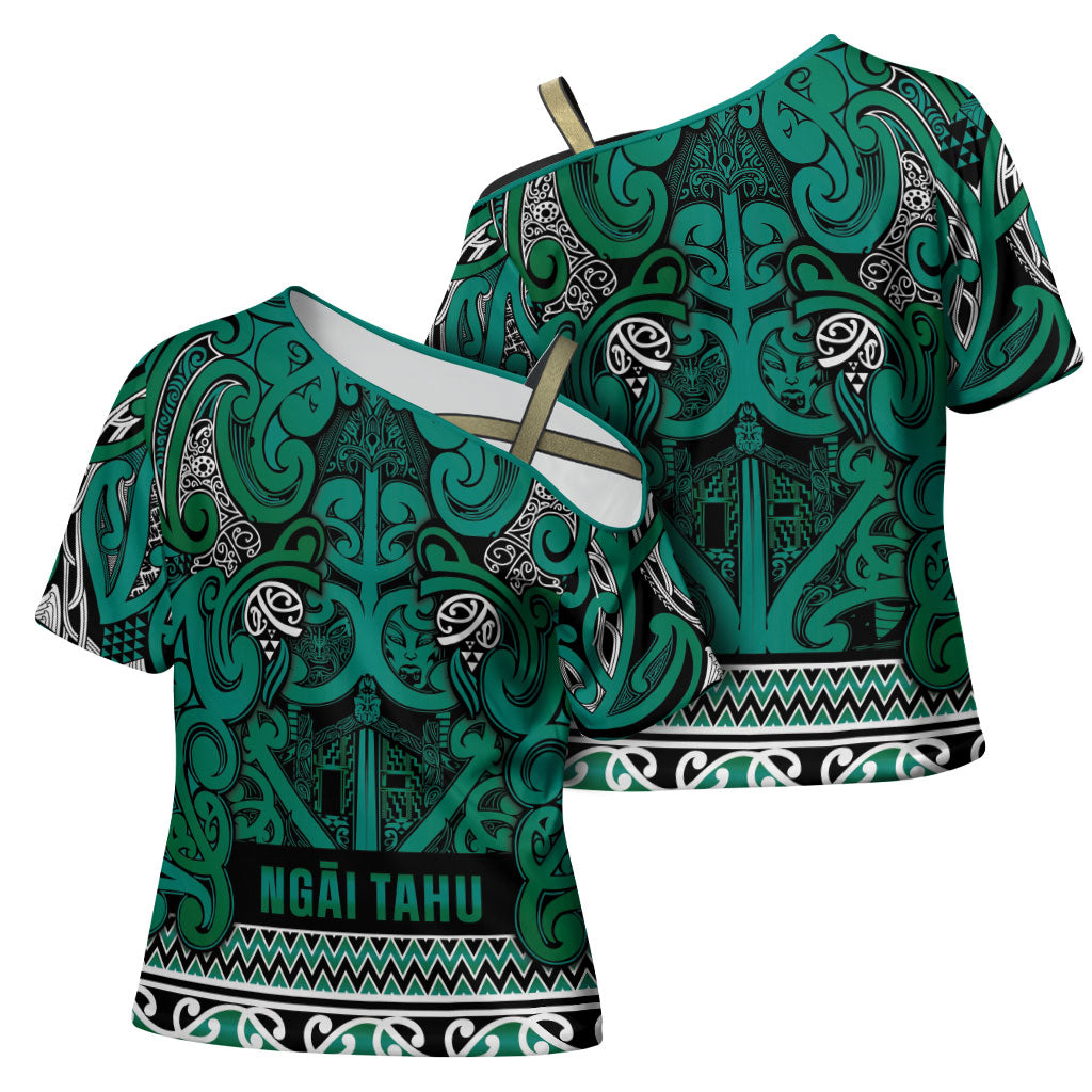 Aotearoa Iwi Ngai Tahu Cross Shoulder Shirt Maori Wharenui House Tribal Pattern LT9 - Polynesian Pride