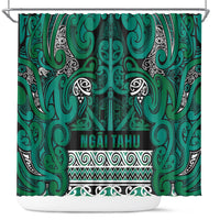 Aotearoa Iwi Ngai Tahu Shower Curtain Maori Wharenui House Tribal Pattern LT9 Turquoise - Polynesian Pride