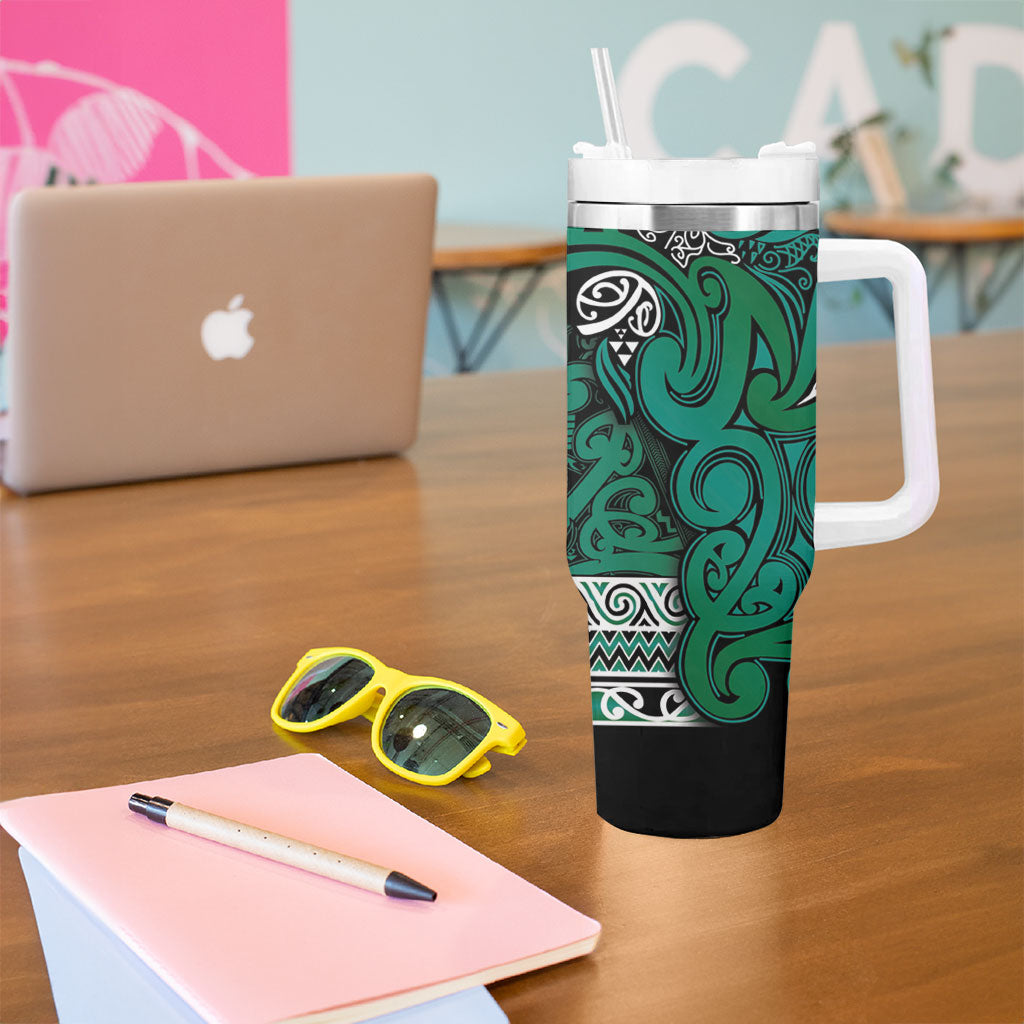 Aotearoa Iwi Ngai Tahu Tumbler With Handle Maori Wharenui House Tribal Pattern LT9 - Polynesian Pride