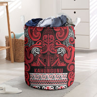 Aotearoa Iwi Ngati Kahungunu Laundry Basket Maori Wharenui House Tribal Pattern LT9 Dark red - Polynesian Pride