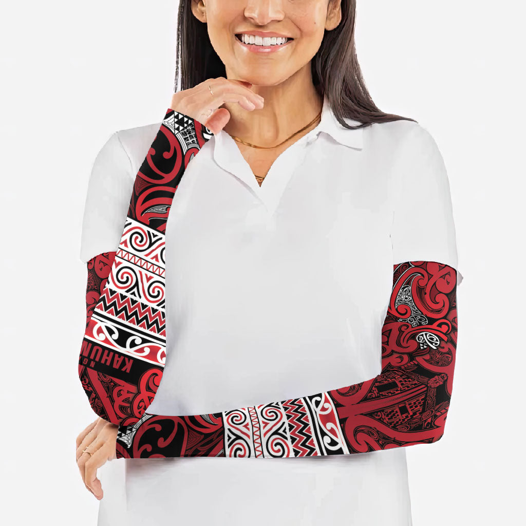 Aotearoa Iwi Ngati Kahungunu Arm Sleeves Maori Wharenui House Tribal Pattern LT9 - Polynesian Pride